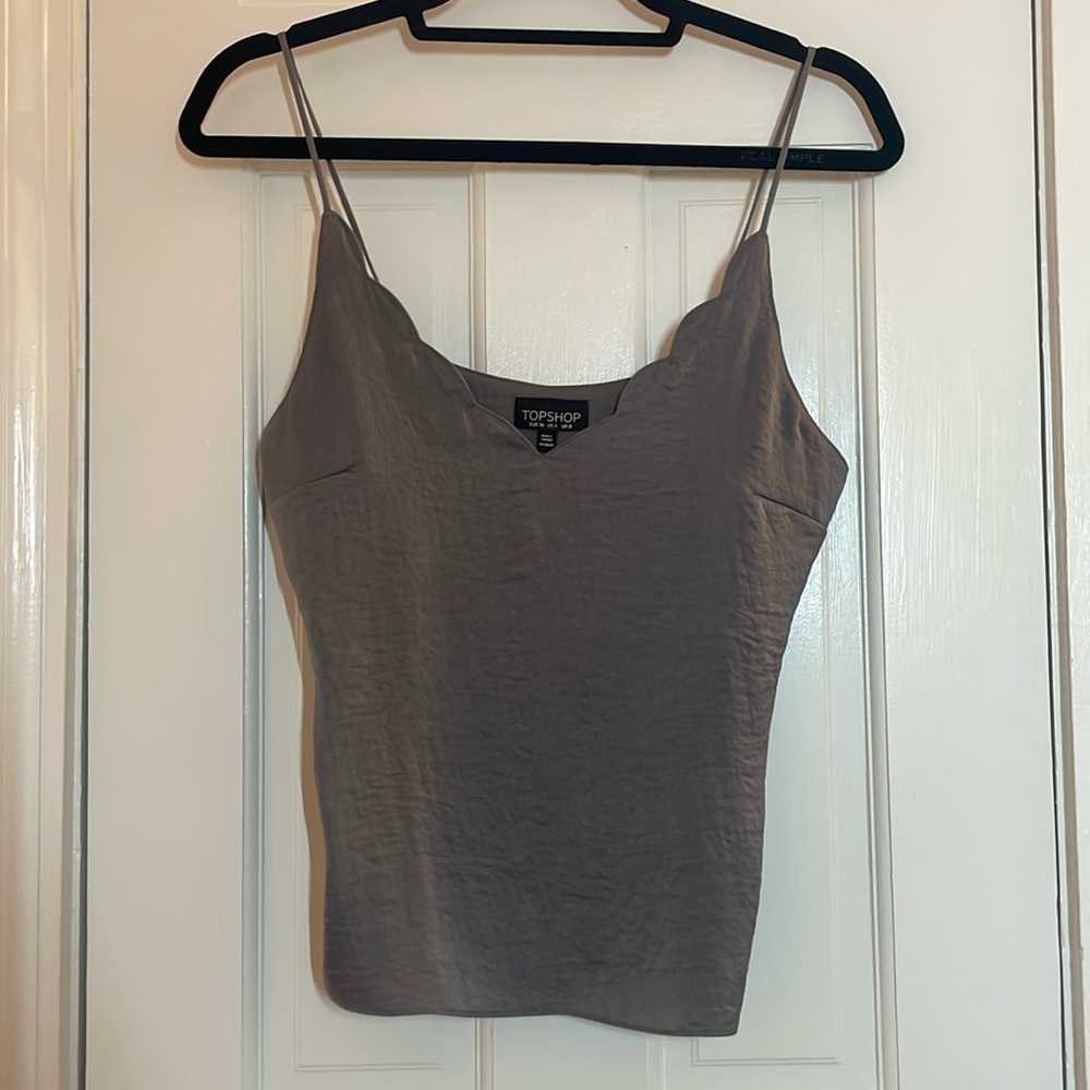 TOPSHOP, Scalloped Cami, Grey, size US 4